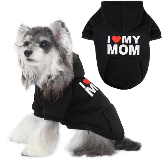 Dog Sweaters Hoodies for Large Dogs – Ultra-Soft Fleece Dog Sweatshirt with "I LOVE MY DAD," "I LOVE MY MOM," and "SECURITY" Prints