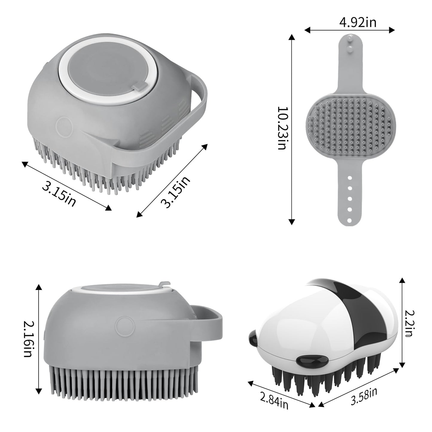 Comotech 3-in-1 Dog Grooming Brush | Adjustable Handle Shampoo Brush & Scrubber for Short & Long Haired Dogs & Cats (Blue, Pink)