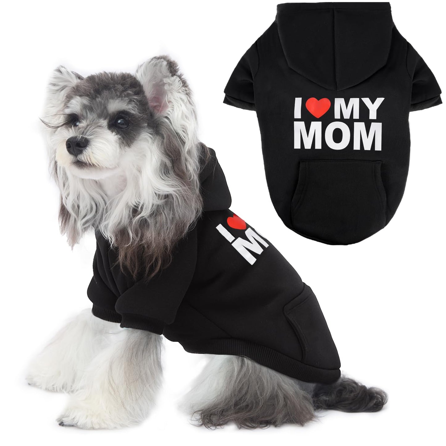 Dog Sweaters Hoodies for Large Dogs – Ultra-Soft Fleece Dog Sweatshirt with "I LOVE MY DAD," "I LOVE MY MOM," and "SECURITY" Prints