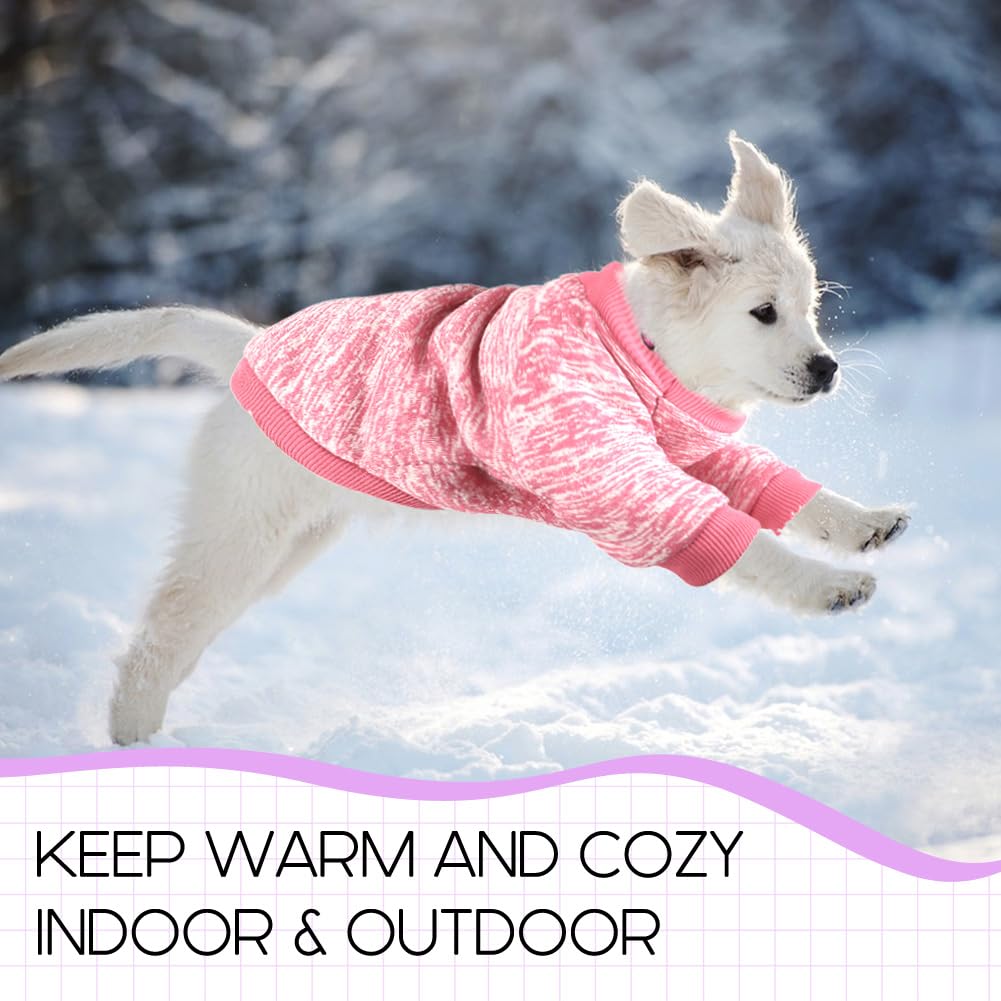 3 Pack Dog Sweaters for Small Dogs - Soft Fleece Winter Clothes for Pets (Navy Blue, Grey & Light Blue)