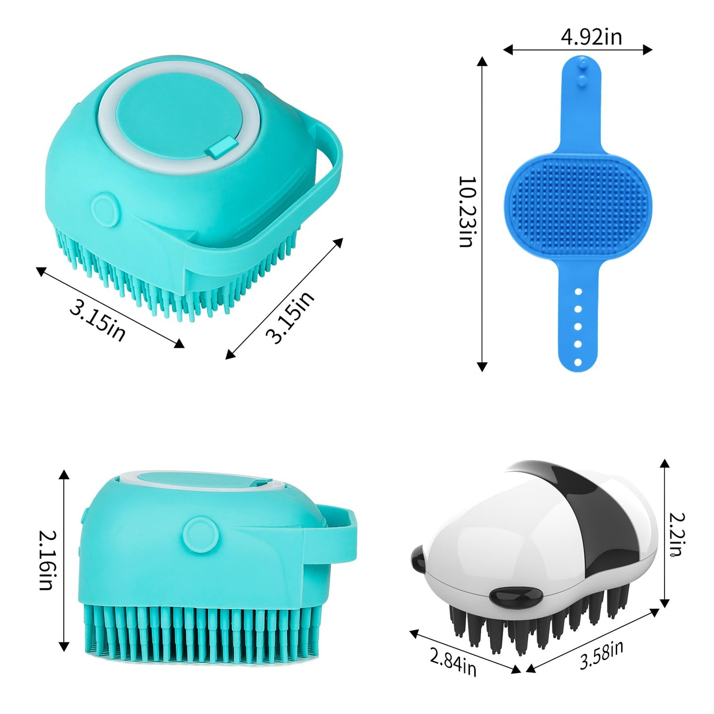 Comotech 3-in-1 Dog Grooming Brush | Adjustable Handle Shampoo Brush & Scrubber for Short & Long Haired Dogs & Cats (Blue, Pink)