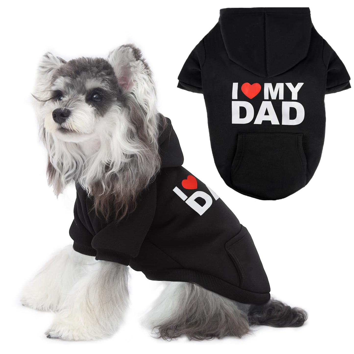 Dog Sweaters Hoodies for Large Dogs – Ultra-Soft Fleece Dog Sweatshirt with "I LOVE MY DAD," "I LOVE MY MOM," and "SECURITY" Prints