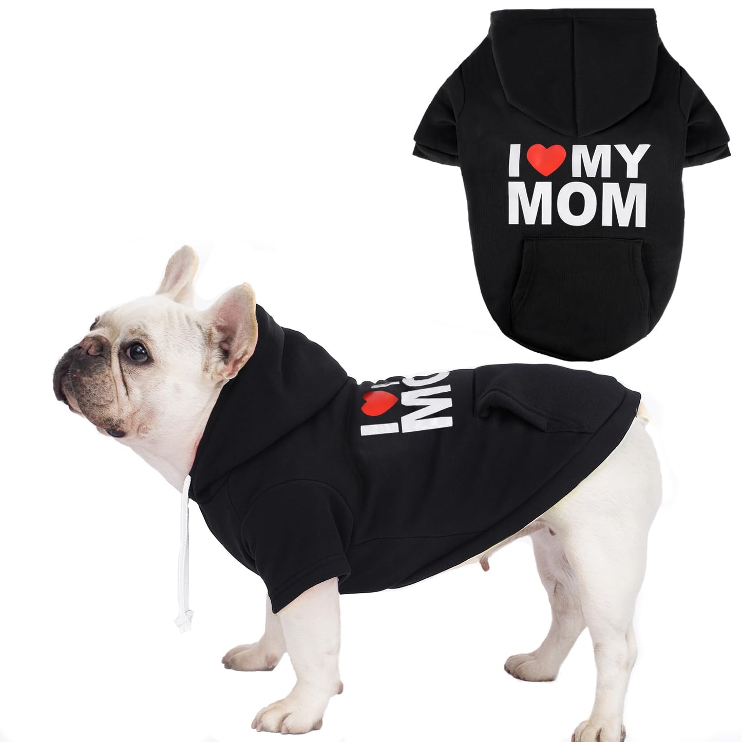 Dog Sweaters Hoodies for Large Dogs – Ultra-Soft Fleece Dog Sweatshirt with "I LOVE MY DAD," "I LOVE MY MOM," and "SECURITY" Prints