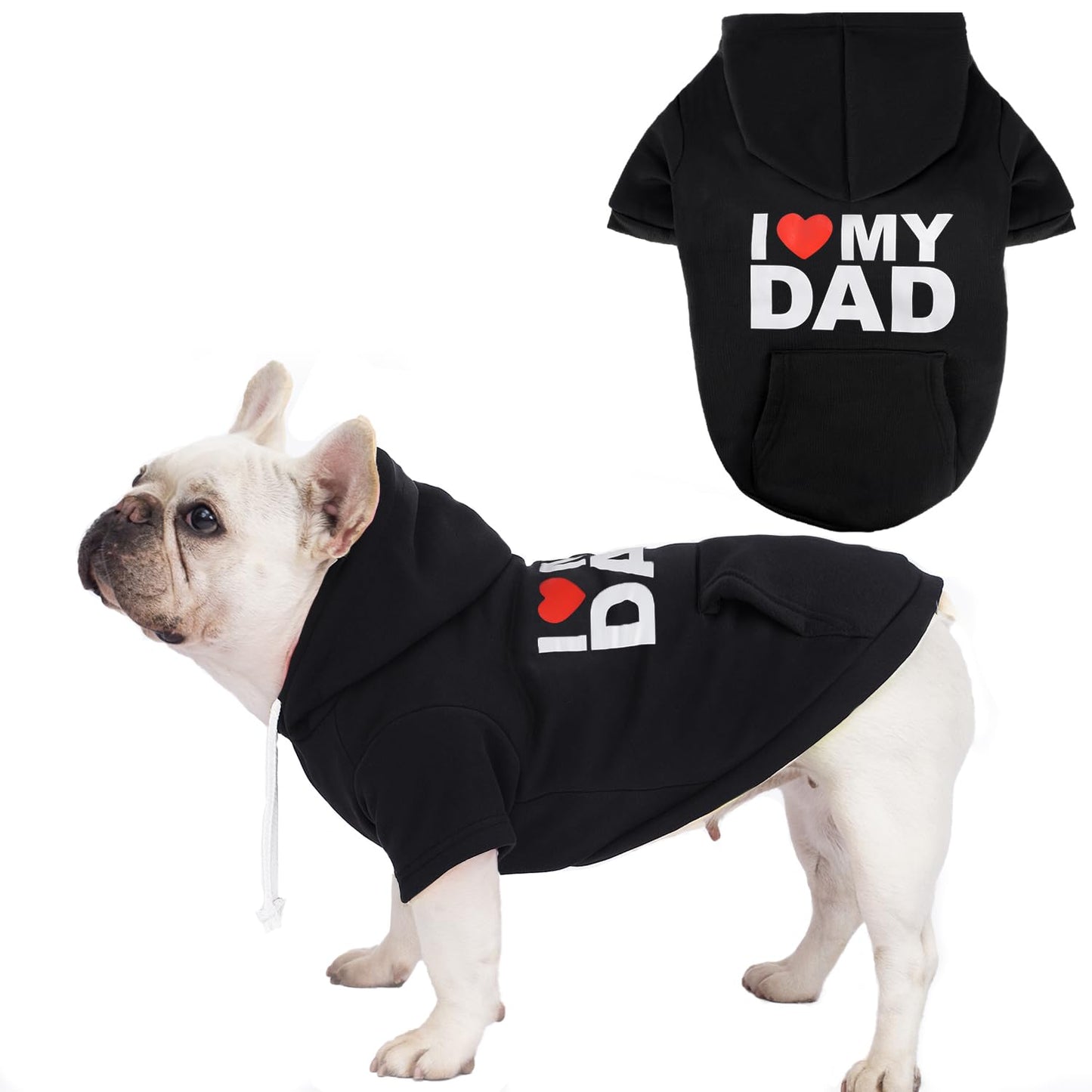 Dog Sweaters Hoodies for Large Dogs – Ultra-Soft Fleece Dog Sweatshirt with "I LOVE MY DAD," "I LOVE MY MOM," and "SECURITY" Prints