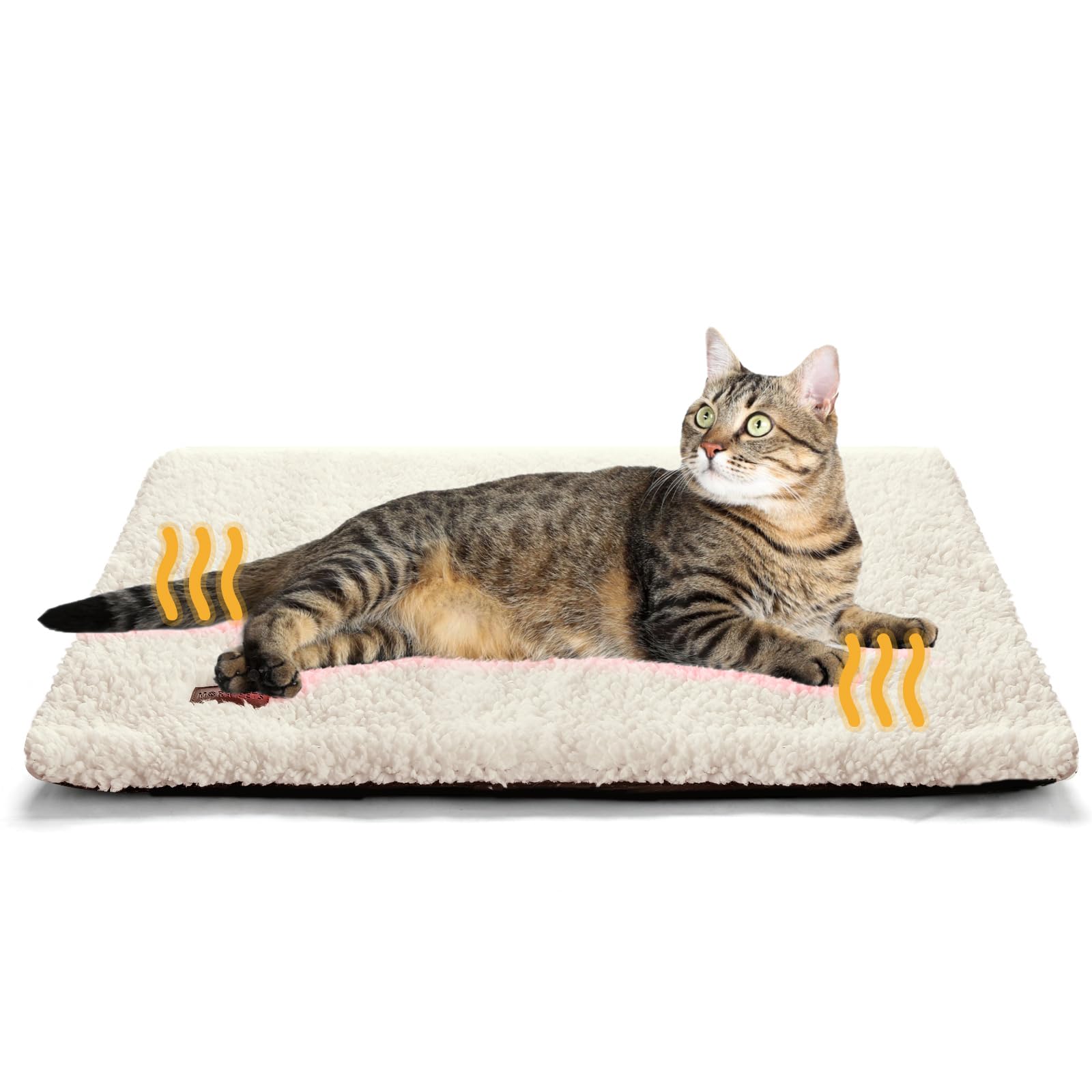 Self Warming Cat Bed Self Heating Cat Dog Mat 24 x 18 inch Extra Warm Thermal Pet Pad for Indoor Outdoor Pets with Removable Cover Non-Slip Bottom Washable Light Grey Non Electric