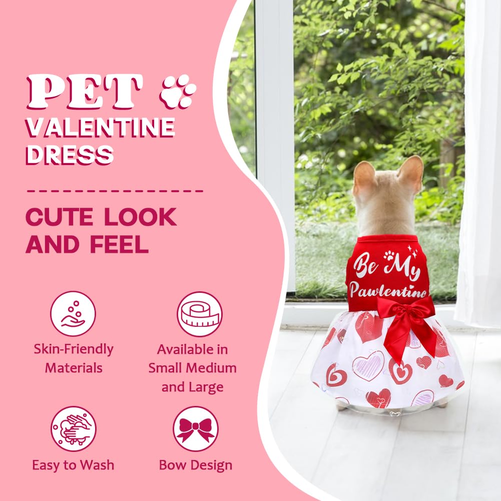 Dog Christmas Outfit - Merry Woofmas Dog Dress with Bowknot Tulle for Small & Medium Dogs