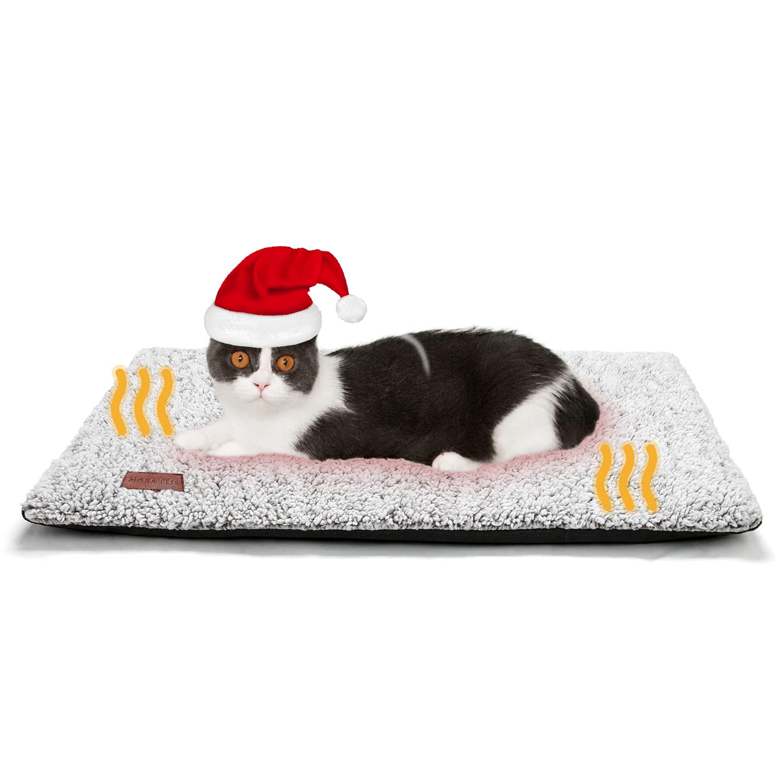 Self Warming Cat Bed Self Heating Cat Dog Mat 24 x 18 inch Extra Warm Thermal Pet Pad for Indoor Outdoor Pets with Removable Cover Non-Slip Bottom Washable Light Grey Non Electric