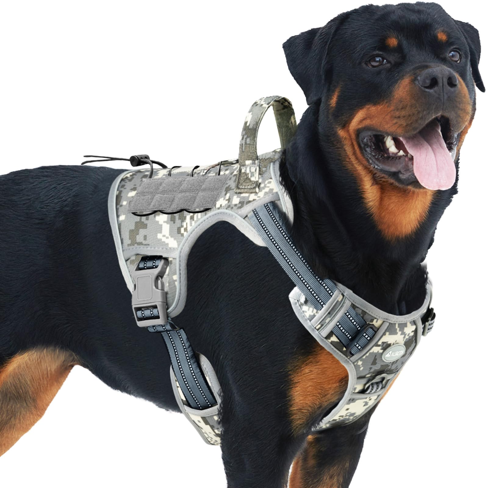 Auroth Tactical Dog Harness – No Pull Adjustable Pet Harness with Leash for Large Dogs (Multiple Sizes & Colors)