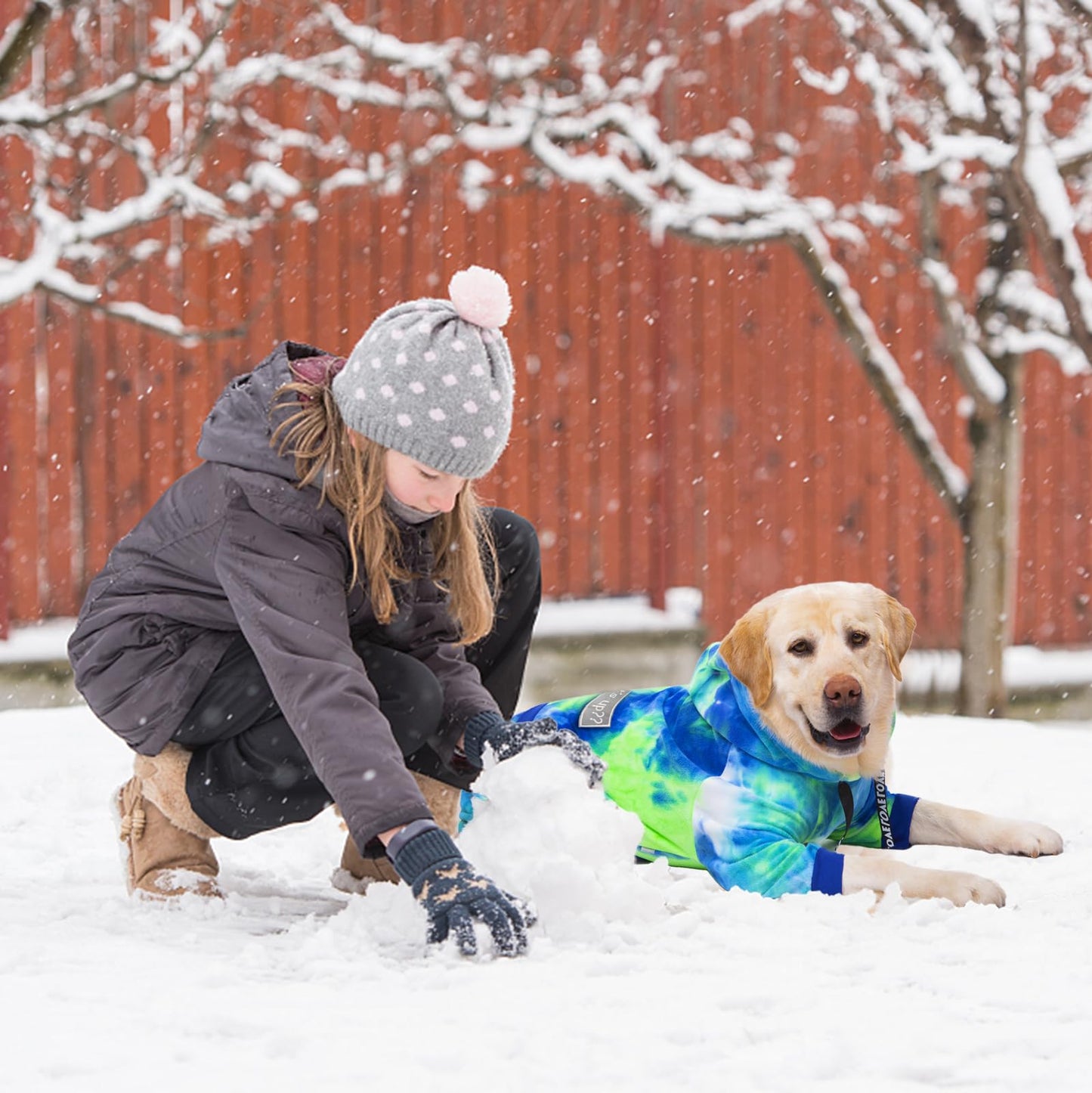 Dog Hoodies Winter Coat for Large and Medium Dogs - Pullover 9 Legs Warm Coat with Hood for Cold Weather - Available in Red, Pink, and Grey