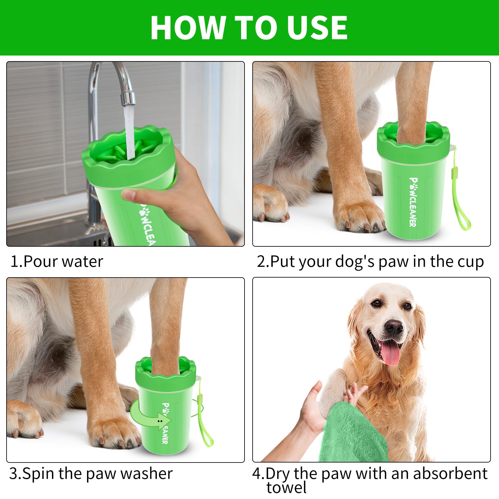 Professional 7-in-1 Dog Paw Cleaner for Dogs & Cats - Includes Portable Paw Washer, Bath Brush, 2 Toothbrushes & 3 Absorbent Towels