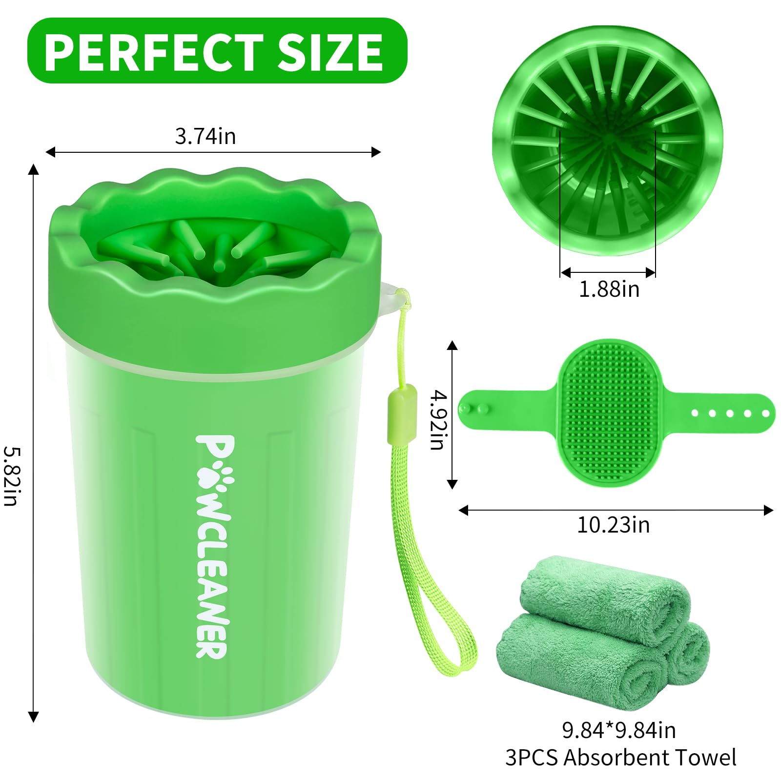 Professional 7-in-1 Dog Paw Cleaner for Dogs & Cats - Includes Portable Paw Washer, Bath Brush, 2 Toothbrushes & 3 Absorbent Towels