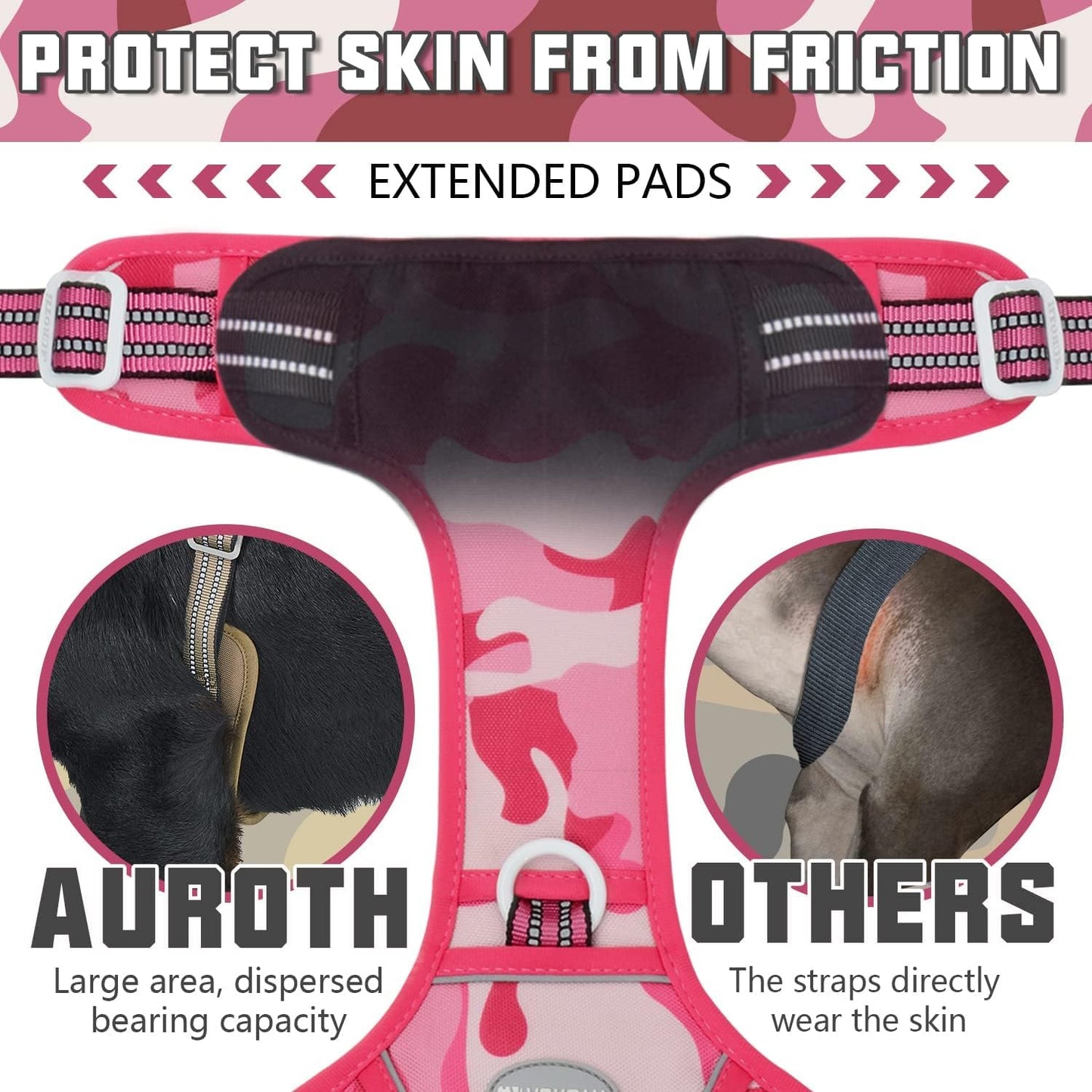 Auroth Tactical Dog Harness – No Pull Adjustable Pet Harness with Leash for Large Dogs (Multiple Sizes & Colors)