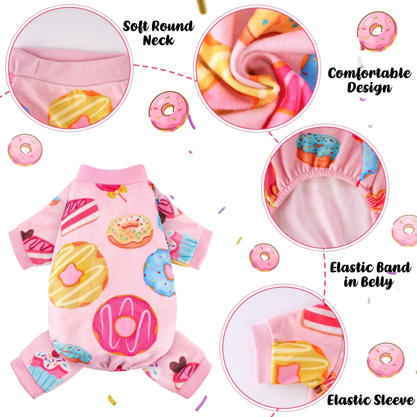 Christmas Dog Pajamas - 4 Pack Soft & Lightweight Recovery Suits for Small Pets