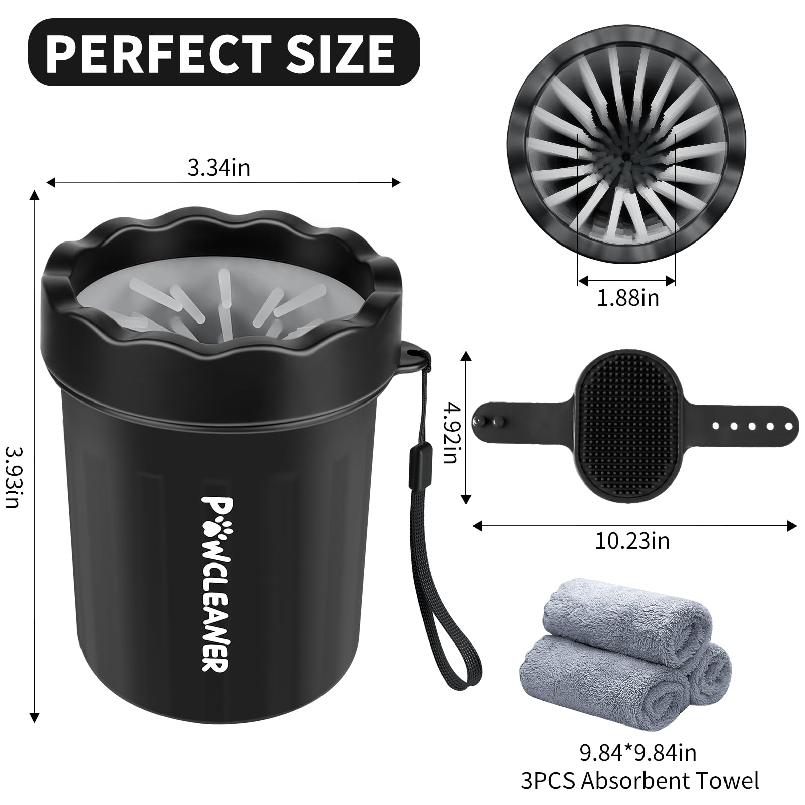 Professional 7-in-1 Dog Paw Cleaner for Dogs & Cats - Includes Portable Paw Washer, Bath Brush, 2 Toothbrushes & 3 Absorbent Towels
