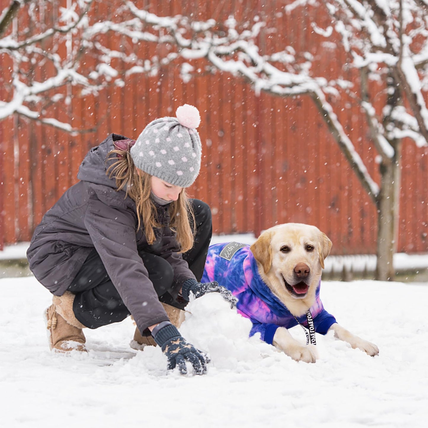 Dog Hoodies Winter Coat for Large and Medium Dogs - Pullover 9 Legs Warm Coat with Hood for Cold Weather - Available in Red, Pink, and Grey