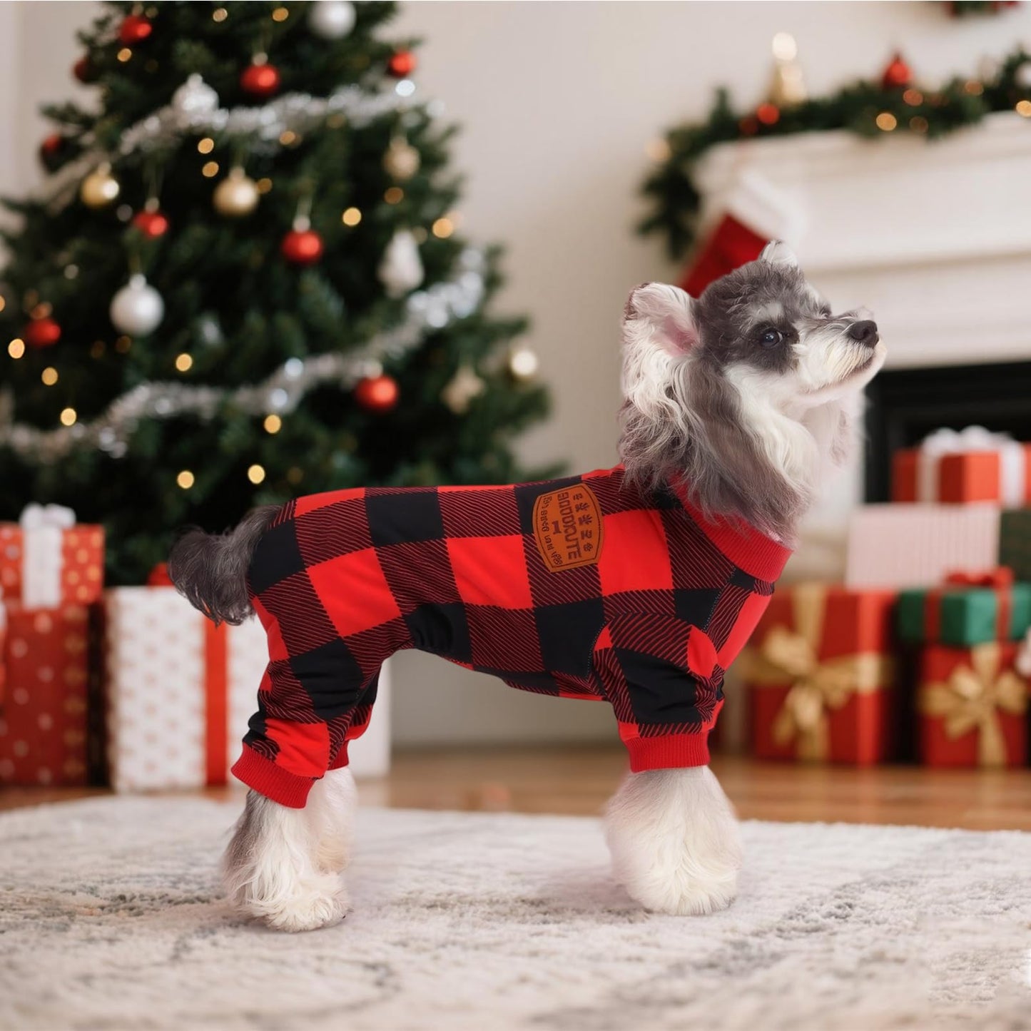 Christmas Dog Pajamas - 4 Pack Soft & Lightweight Recovery Suits for Small Pets