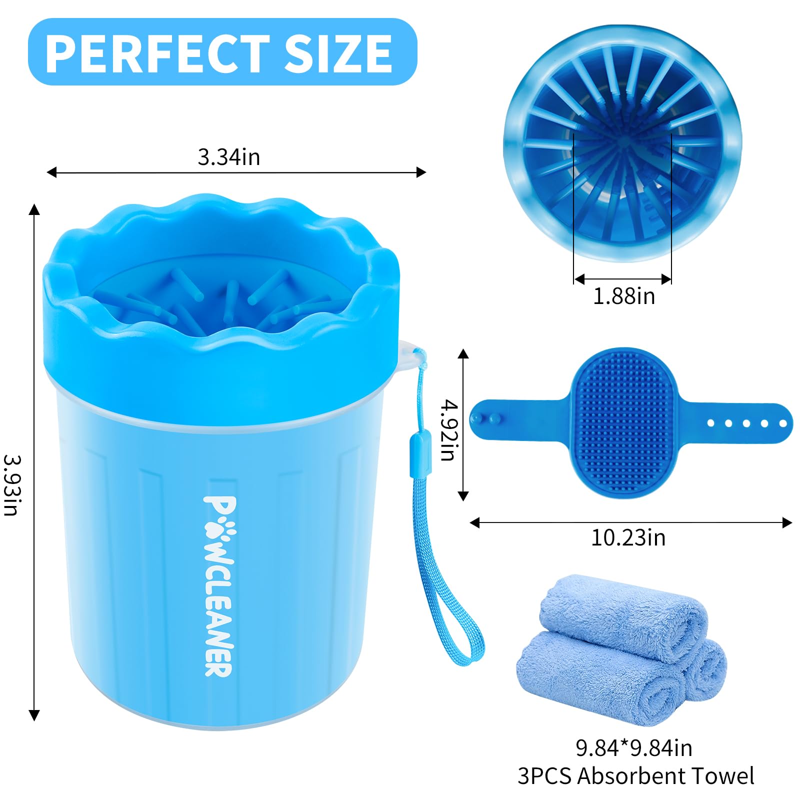 Professional 7-in-1 Dog Paw Cleaner for Dogs & Cats - Includes Portable Paw Washer, Bath Brush, 2 Toothbrushes & 3 Absorbent Towels