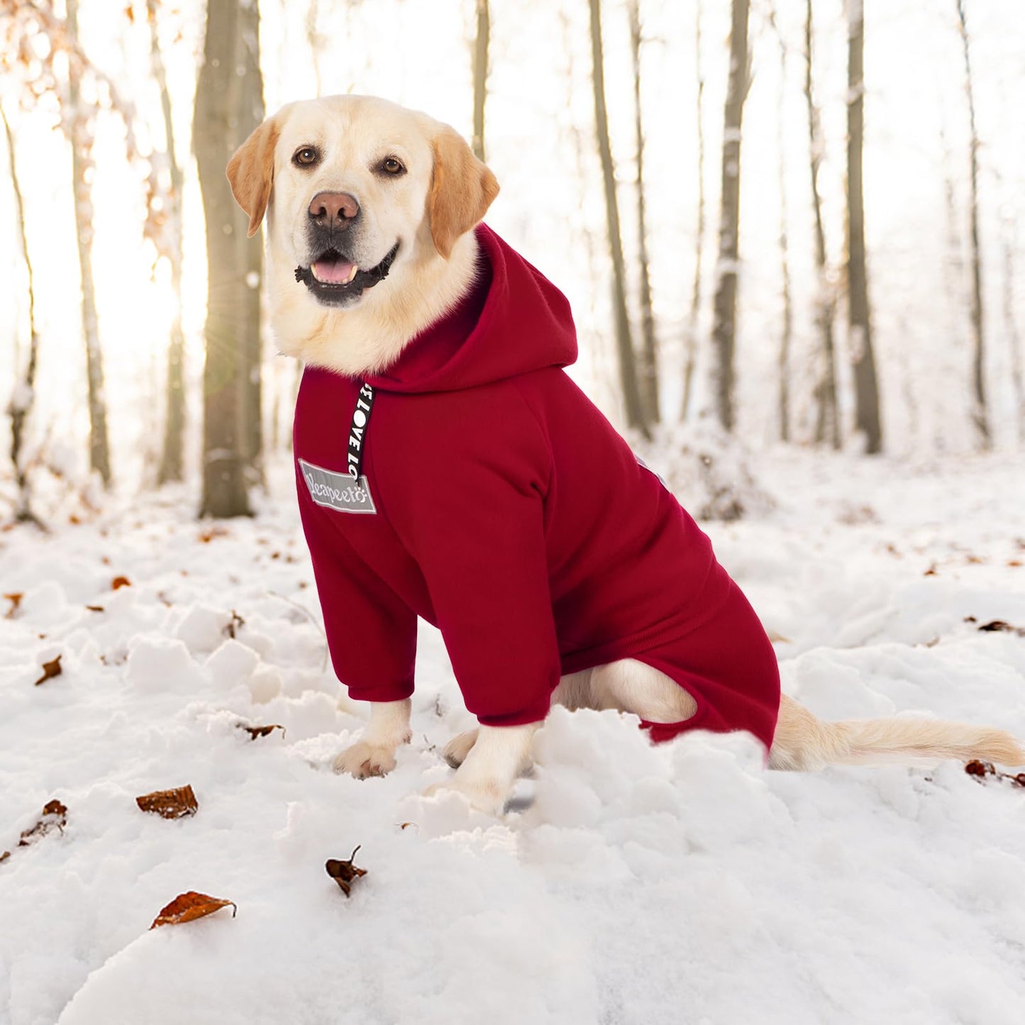 Dog Hoodies Winter Coat for Large and Medium Dogs - Pullover 9 Legs Warm Coat with Hood for Cold Weather - Available in Red, Pink, and Grey