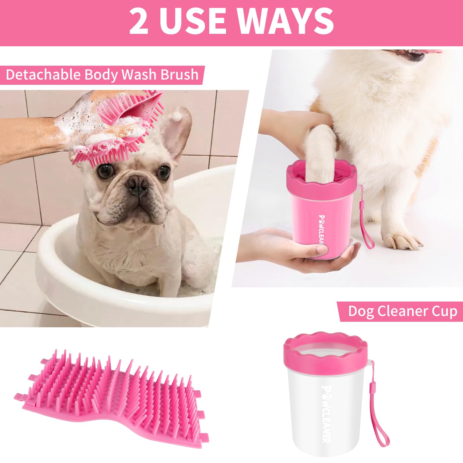 Professional 7-in-1 Dog Paw Cleaner for Dogs & Cats - Includes Portable Paw Washer, Bath Brush, 2 Toothbrushes & 3 Absorbent Towels