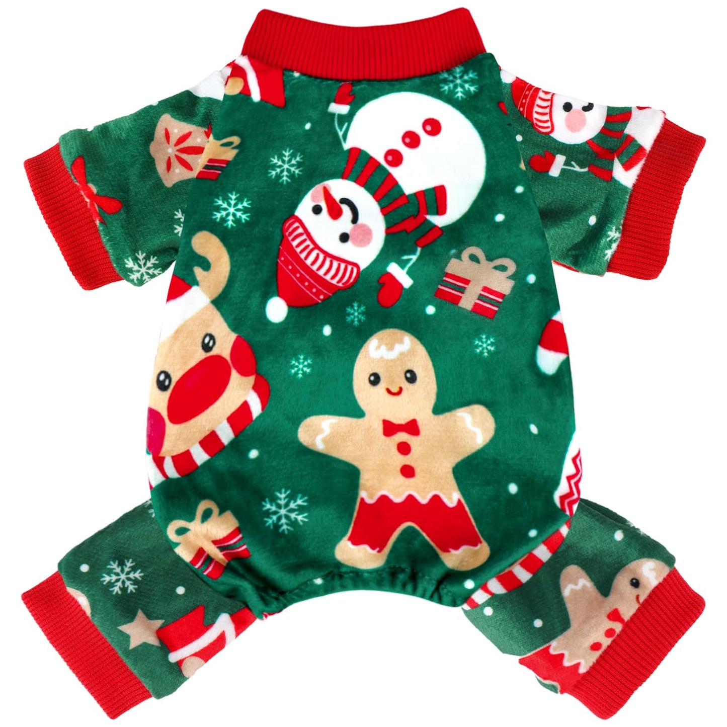 Christmas Dog Pajamas - 4 Pack Soft & Lightweight Recovery Suits for Small Pets