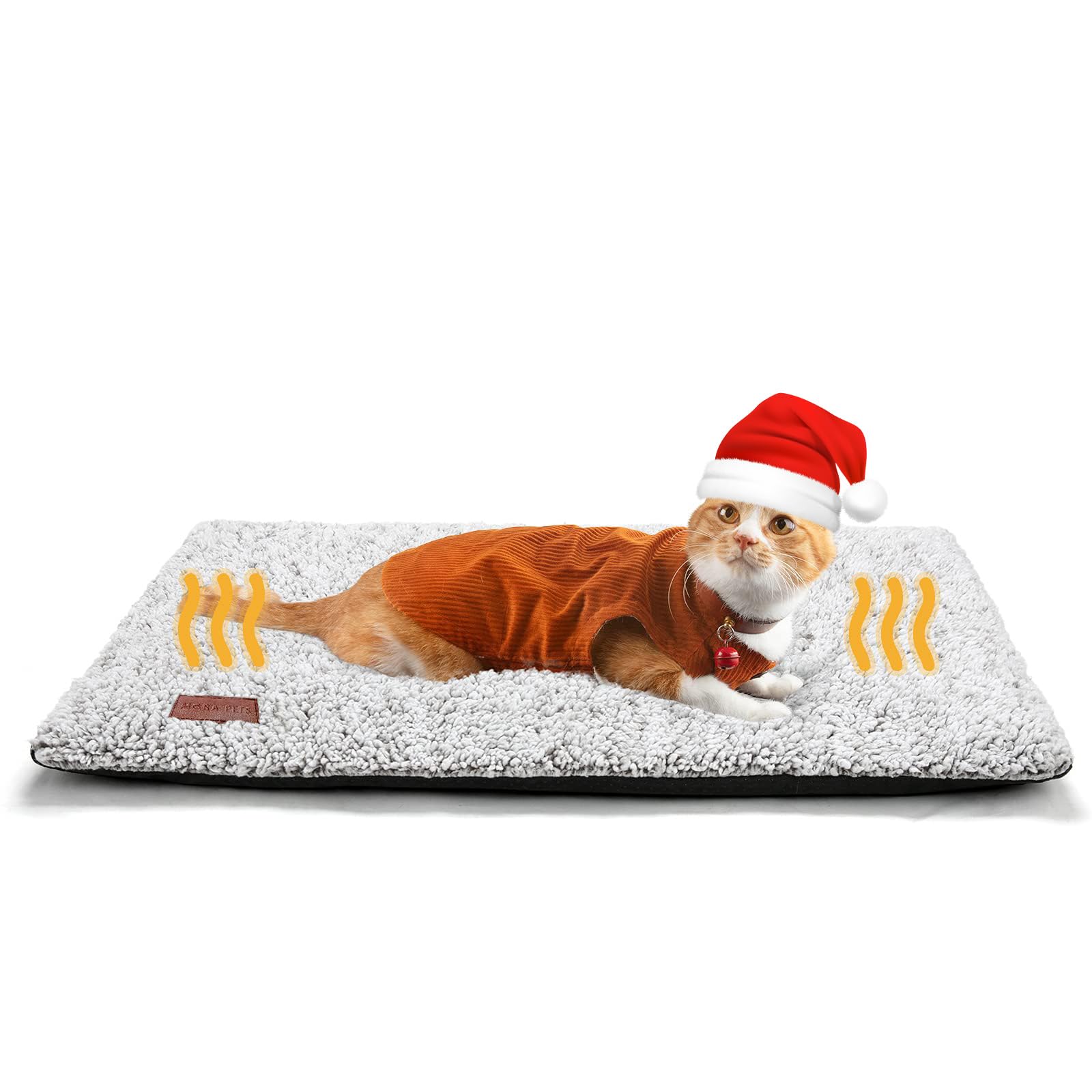 Self Warming Cat Bed Self Heating Cat Dog Mat 24 x 18 inch Extra Warm Thermal Pet Pad for Indoor Outdoor Pets with Removable Cover Non-Slip Bottom Washable Light Grey Non Electric