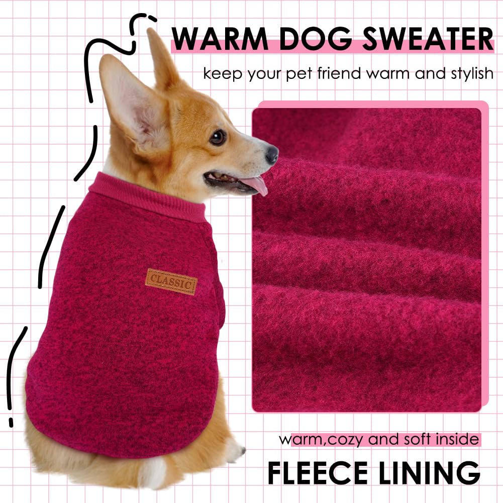 3 Pack Dog Sweaters for Small Dogs - Soft Fleece Winter Clothes for Pets (Navy Blue, Grey & Light Blue)