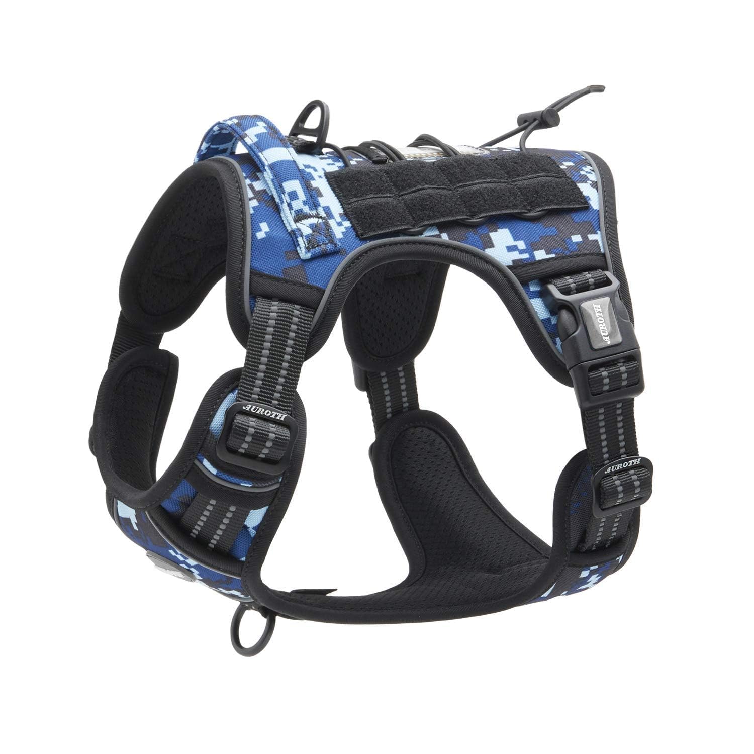 Auroth Tactical Dog Harness – No Pull Adjustable Pet Harness with Leash for Large Dogs (Multiple Sizes & Colors)
