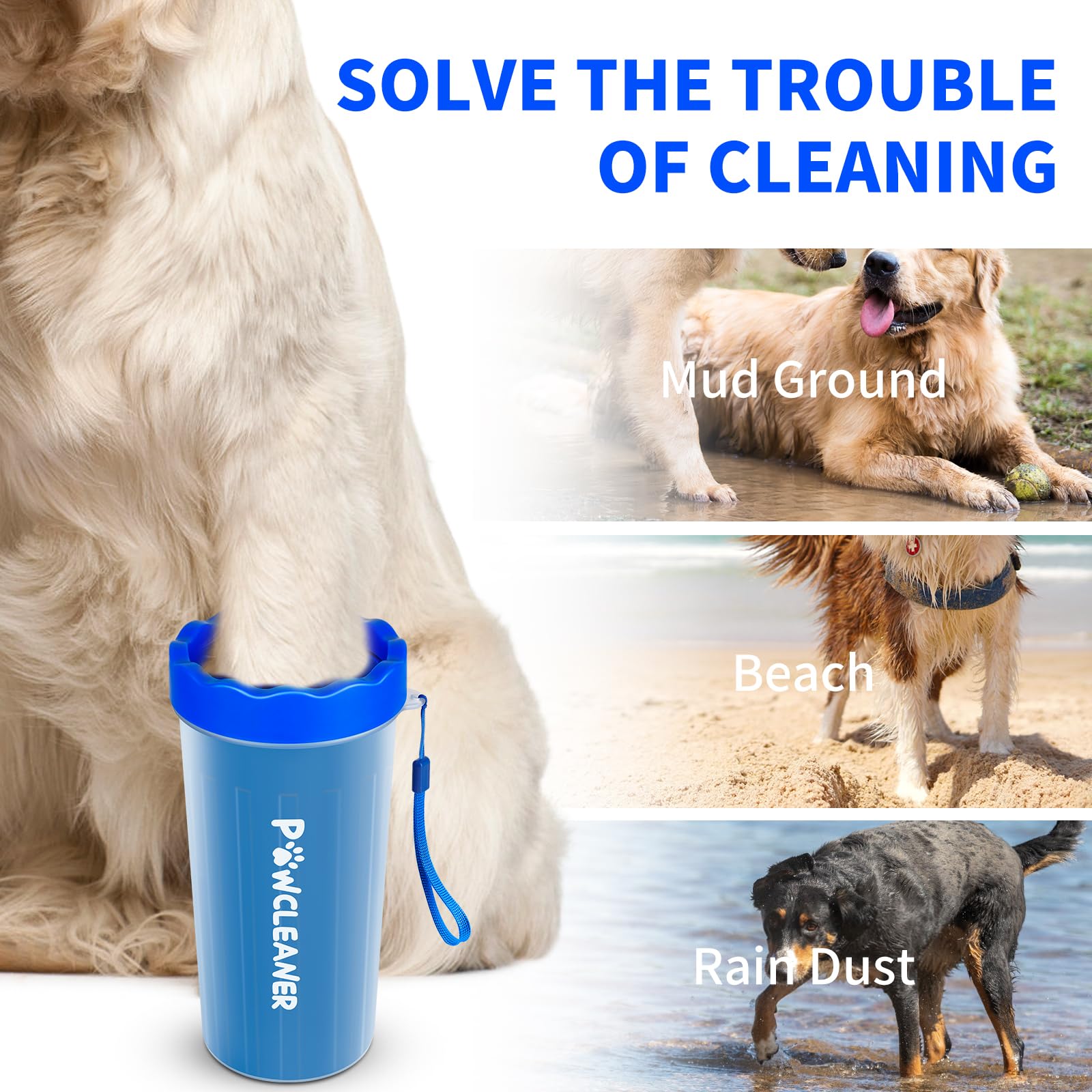 Professional 7-in-1 Dog Paw Cleaner for Dogs & Cats - Includes Portable Paw Washer, Bath Brush, 2 Toothbrushes & 3 Absorbent Towels