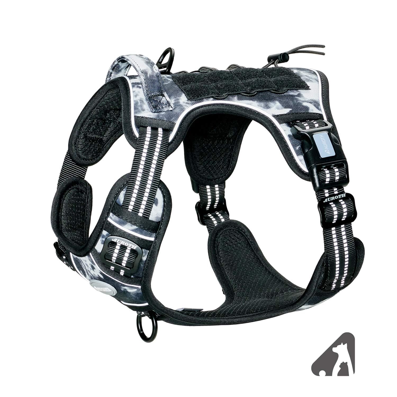 Auroth Tactical Dog Harness – No Pull Adjustable Pet Harness with Leash for Large Dogs (Multiple Sizes & Colors)