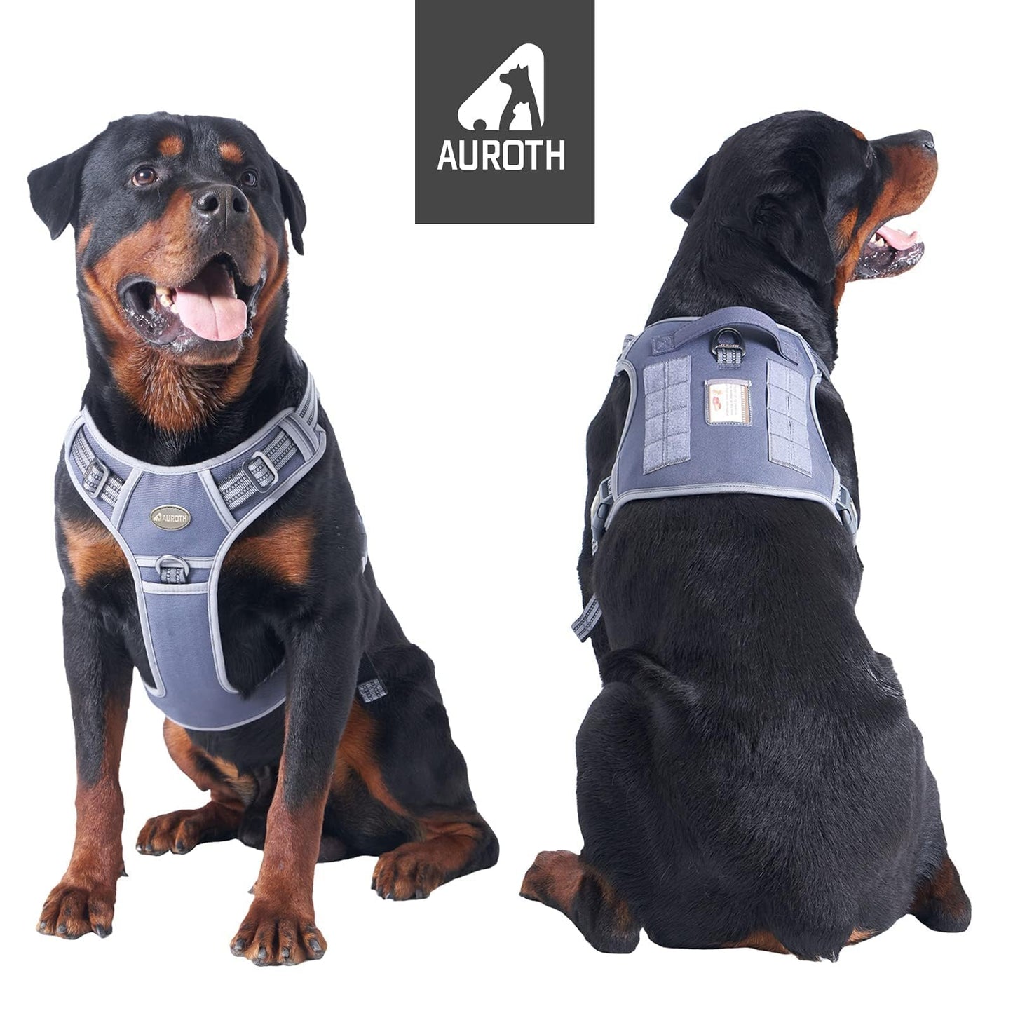 Auroth Tactical Dog Harness – No Pull Adjustable Pet Harness with Leash for Large Dogs (Multiple Sizes & Colors)