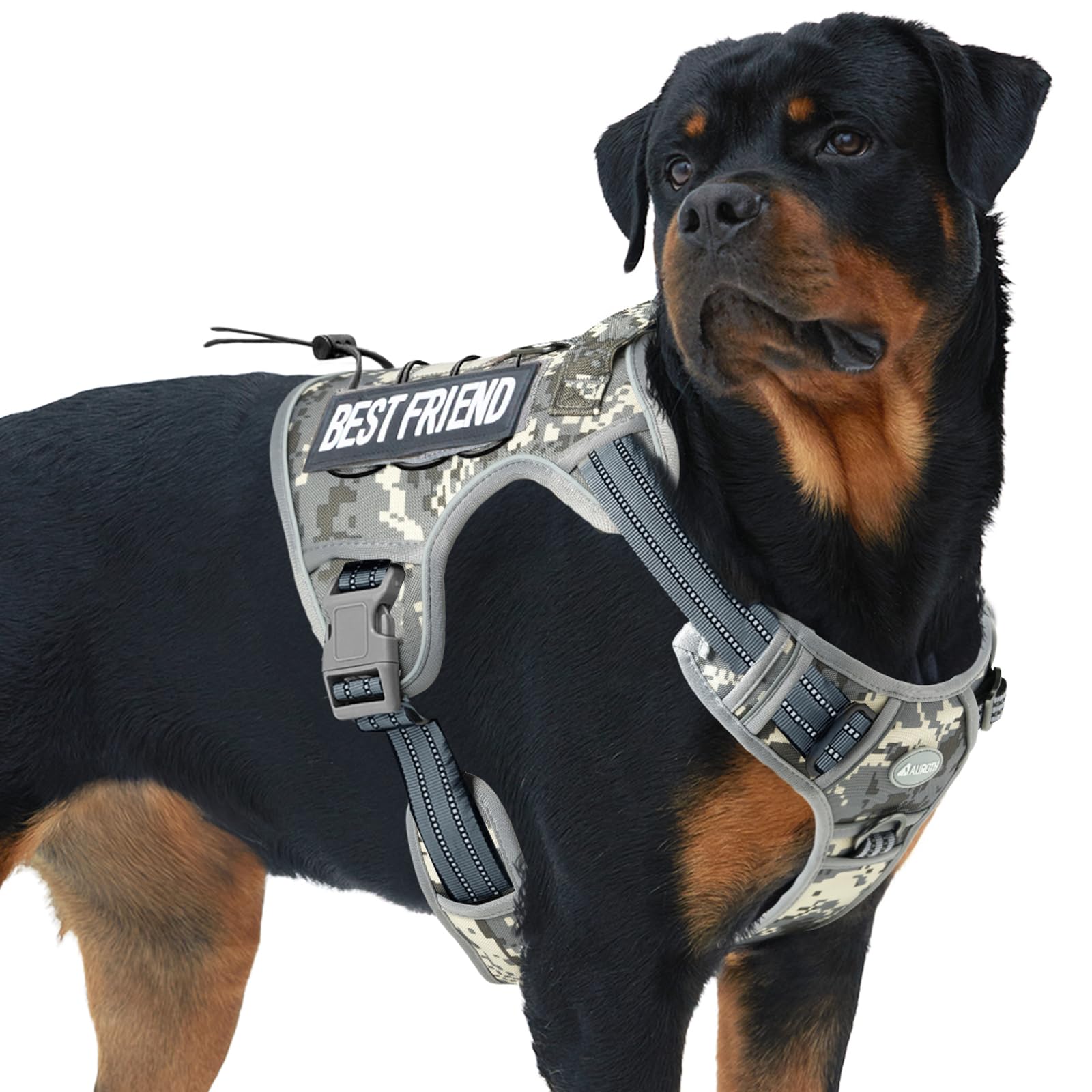 Auroth Tactical Dog Harness – No Pull Adjustable Pet Harness with Leash for Large Dogs (Multiple Sizes & Colors)