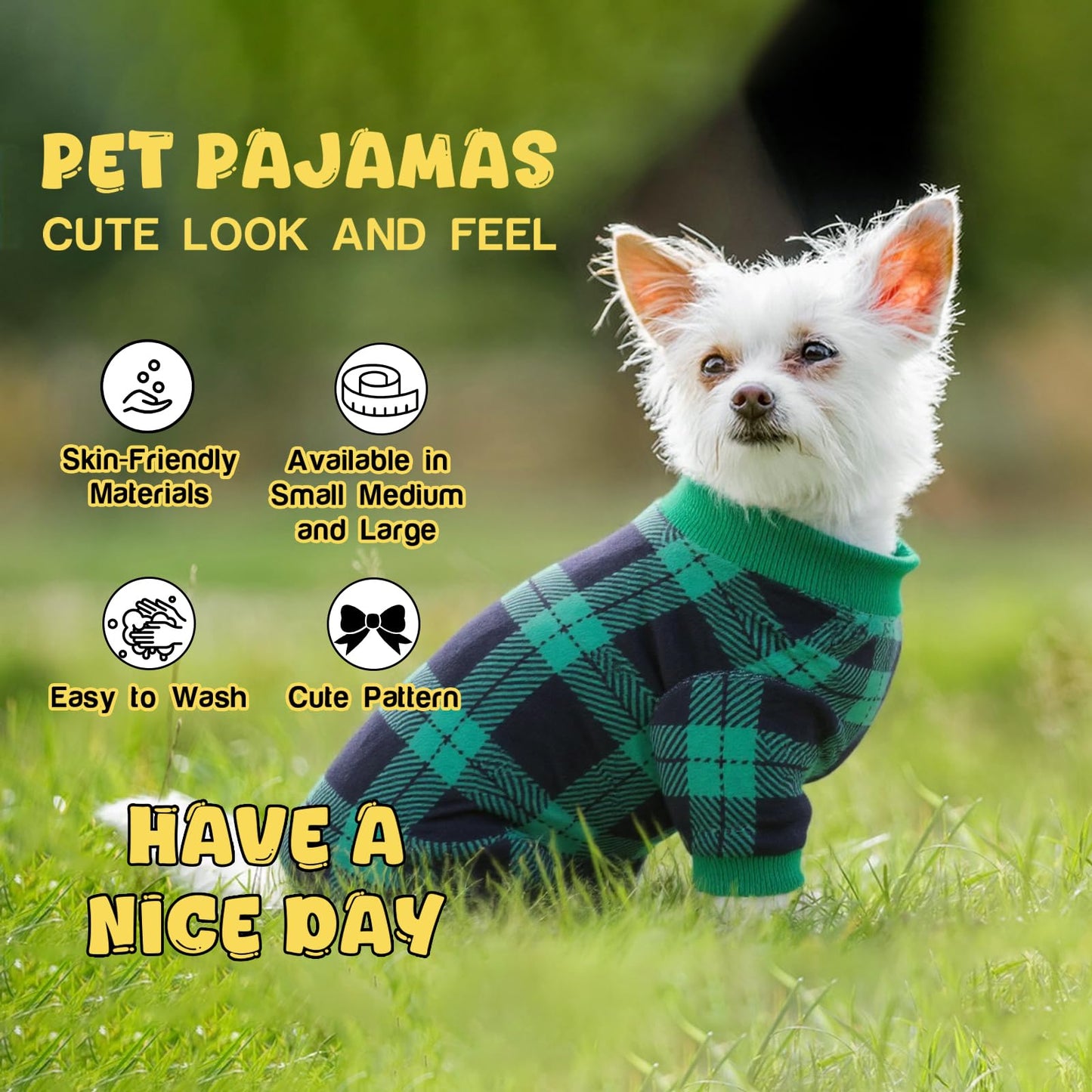 Christmas Dog Pajamas - 4 Pack Soft & Lightweight Recovery Suits for Small Pets