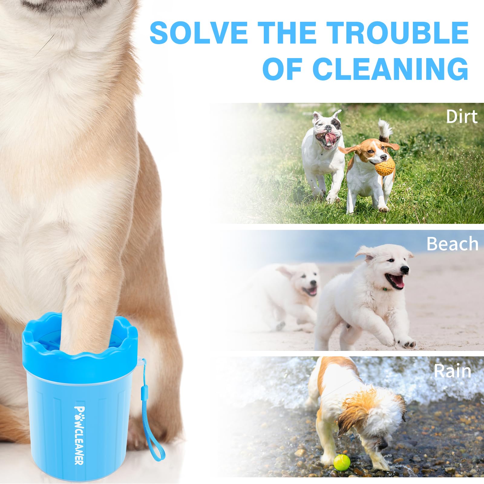 Professional 7-in-1 Dog Paw Cleaner for Dogs & Cats - Includes Portable Paw Washer, Bath Brush, 2 Toothbrushes & 3 Absorbent Towels