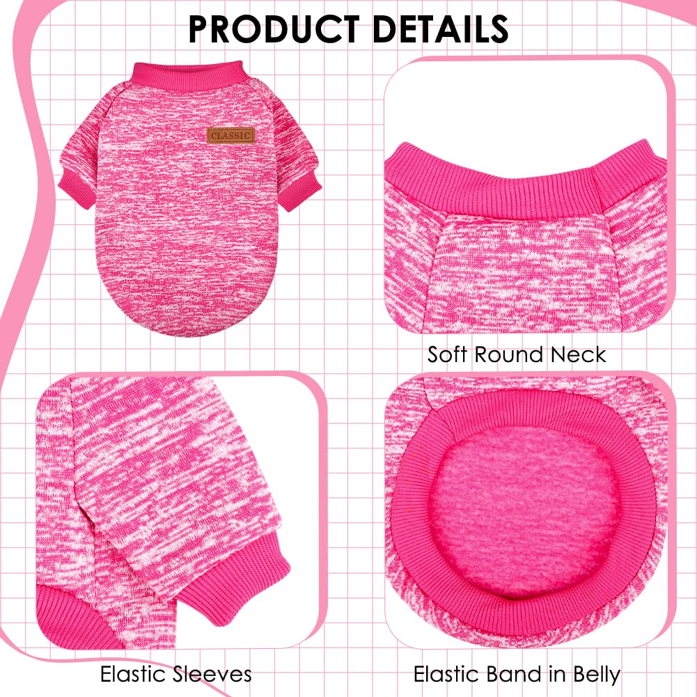 3 Pack Dog Sweaters for Small Dogs - Soft Fleece Winter Clothes for Pets (Navy Blue, Grey & Light Blue)