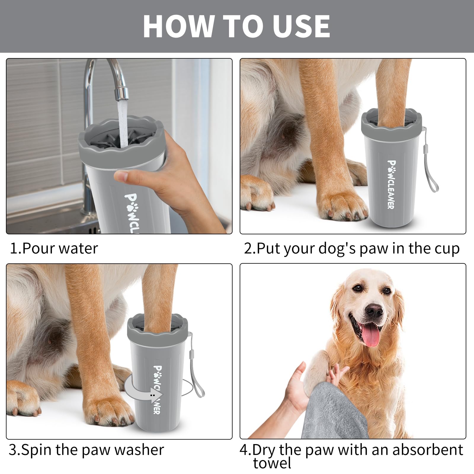 Professional 7-in-1 Dog Paw Cleaner for Dogs & Cats - Includes Portable Paw Washer, Bath Brush, 2 Toothbrushes & 3 Absorbent Towels