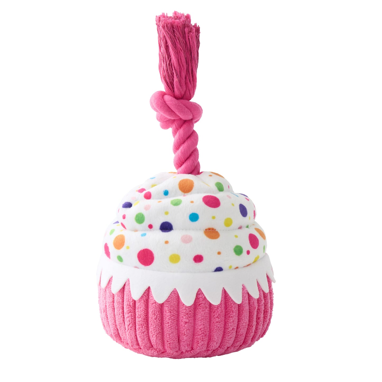 LE SURE Dog Birthday Cake Toy — Cute Squeaky Interactive Toy for Gentle Chewers with Tug Rope (Standard & Extra Small)