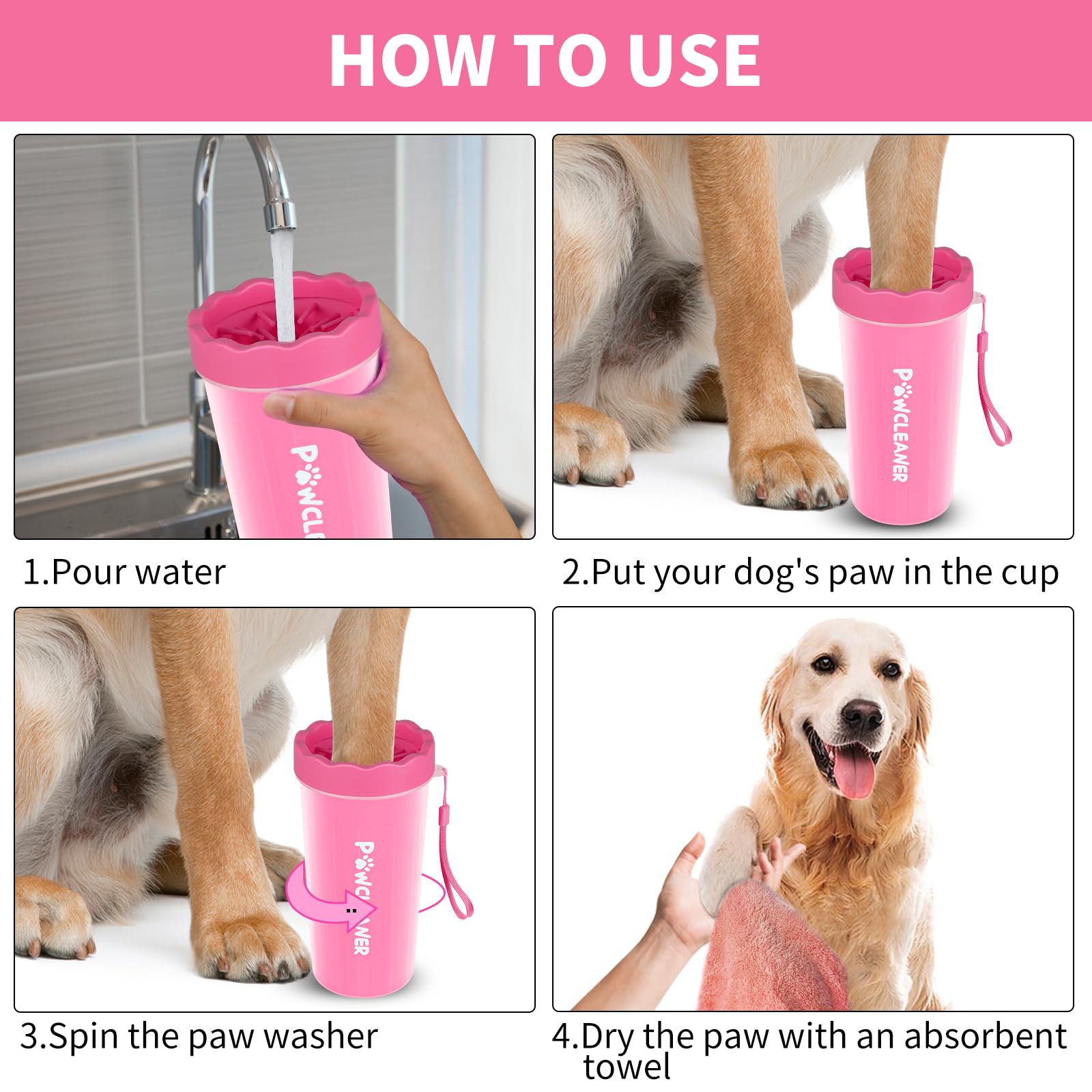 Professional 7-in-1 Dog Paw Cleaner for Dogs & Cats - Includes Portable Paw Washer, Bath Brush, 2 Toothbrushes & 3 Absorbent Towels