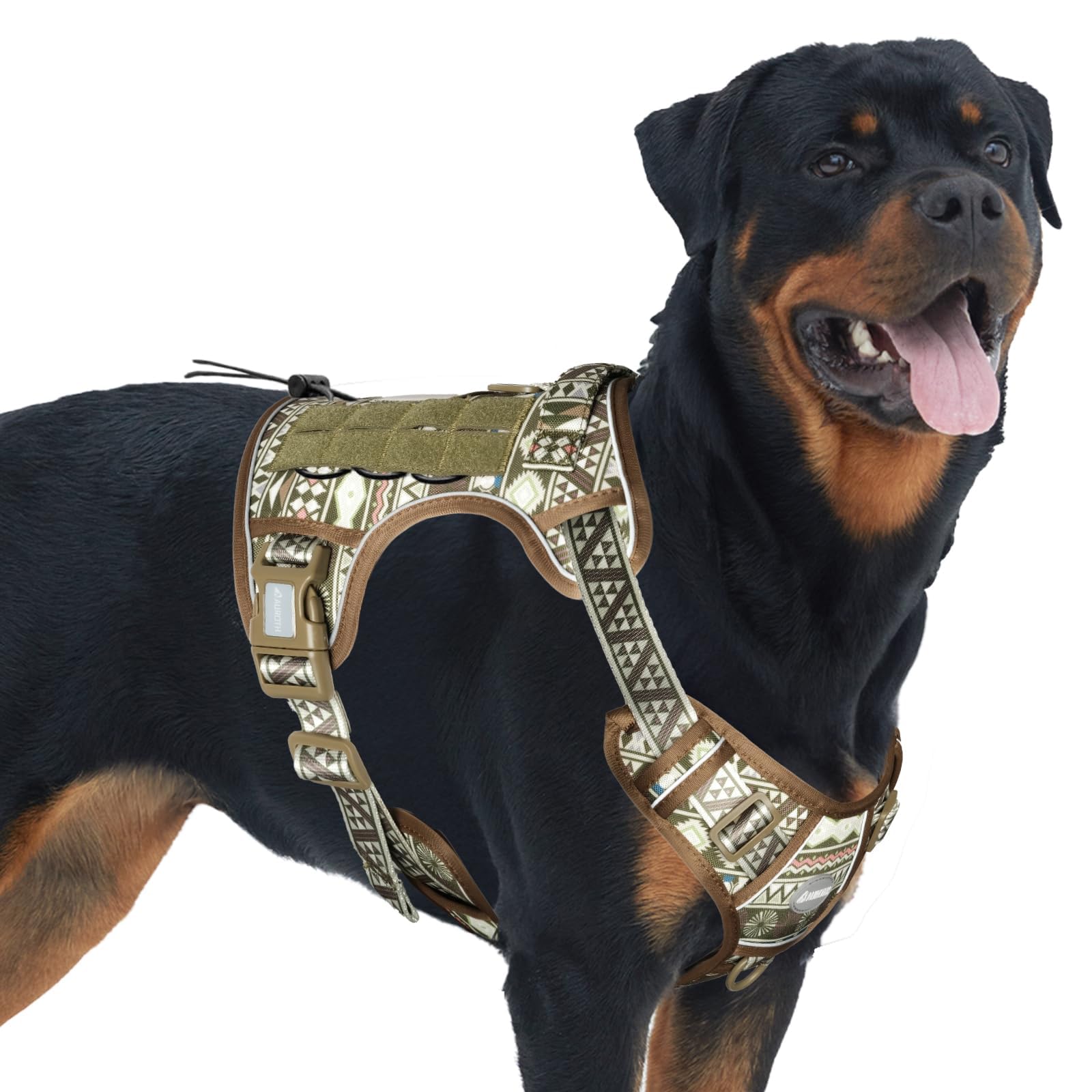 Auroth Tactical Dog Harness – No Pull Adjustable Pet Harness with Leash for Large Dogs (Multiple Sizes & Colors)