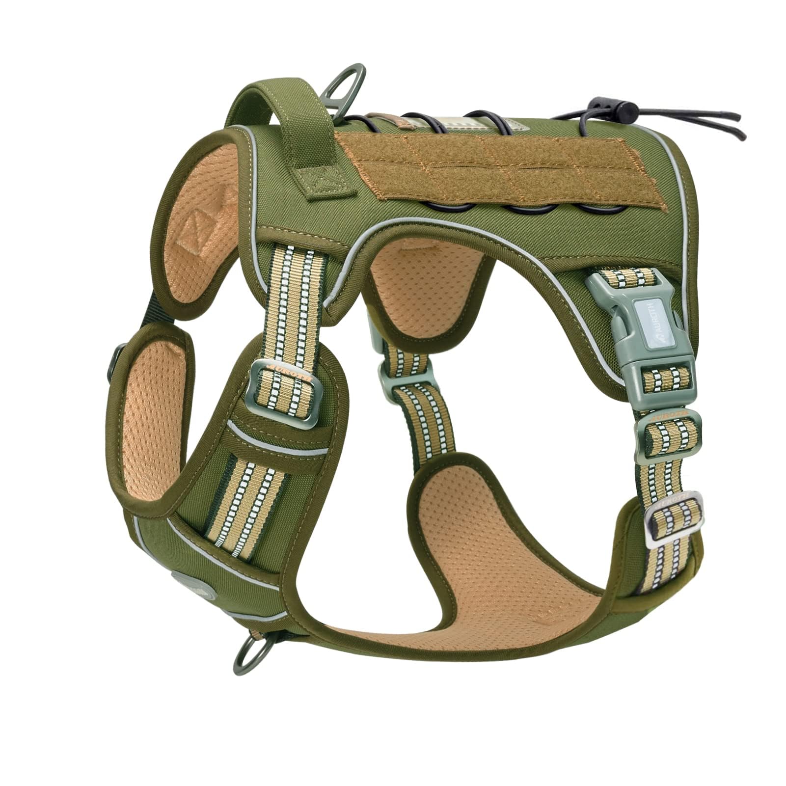 Auroth Tactical Dog Harness – No Pull Adjustable Pet Harness with Leash for Large Dogs (Multiple Sizes & Colors)