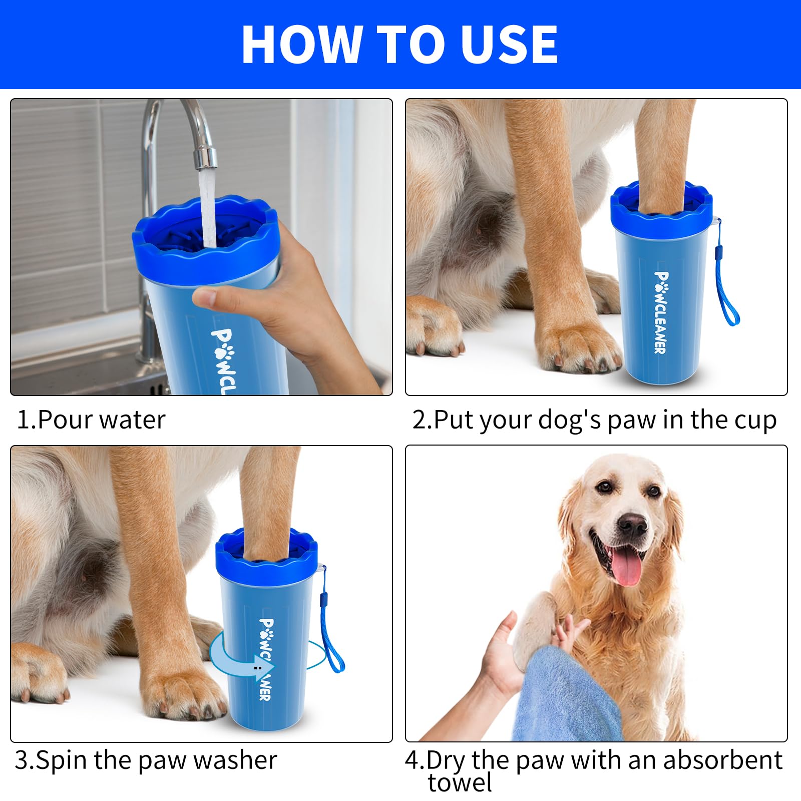 Professional 7-in-1 Dog Paw Cleaner for Dogs & Cats - Includes Portable Paw Washer, Bath Brush, 2 Toothbrushes & 3 Absorbent Towels