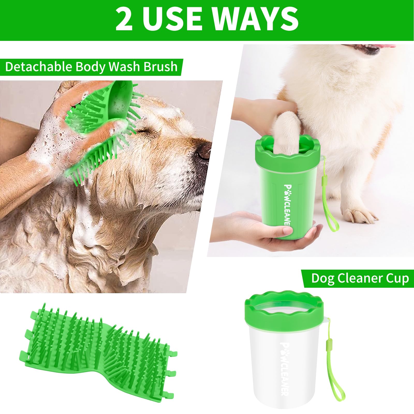 Professional 7-in-1 Dog Paw Cleaner for Dogs & Cats - Includes Portable Paw Washer, Bath Brush, 2 Toothbrushes & 3 Absorbent Towels
