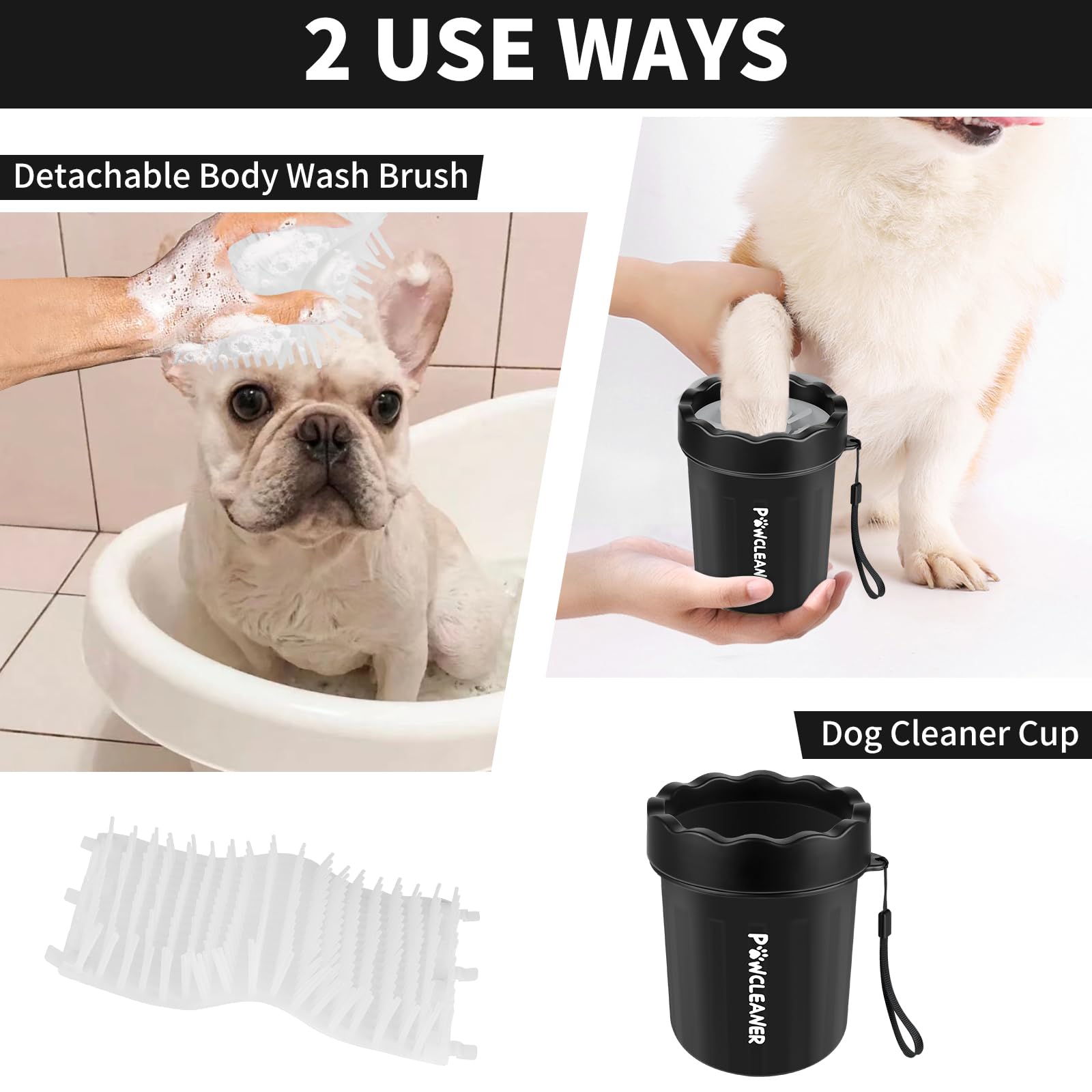 Professional 7-in-1 Dog Paw Cleaner for Dogs & Cats - Includes Portable Paw Washer, Bath Brush, 2 Toothbrushes & 3 Absorbent Towels