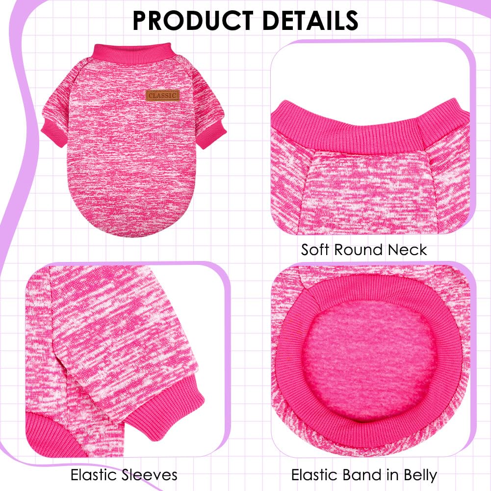 3 Pack Dog Sweaters for Small Dogs - Soft Fleece Winter Clothes for Pets (Navy Blue, Grey & Light Blue)