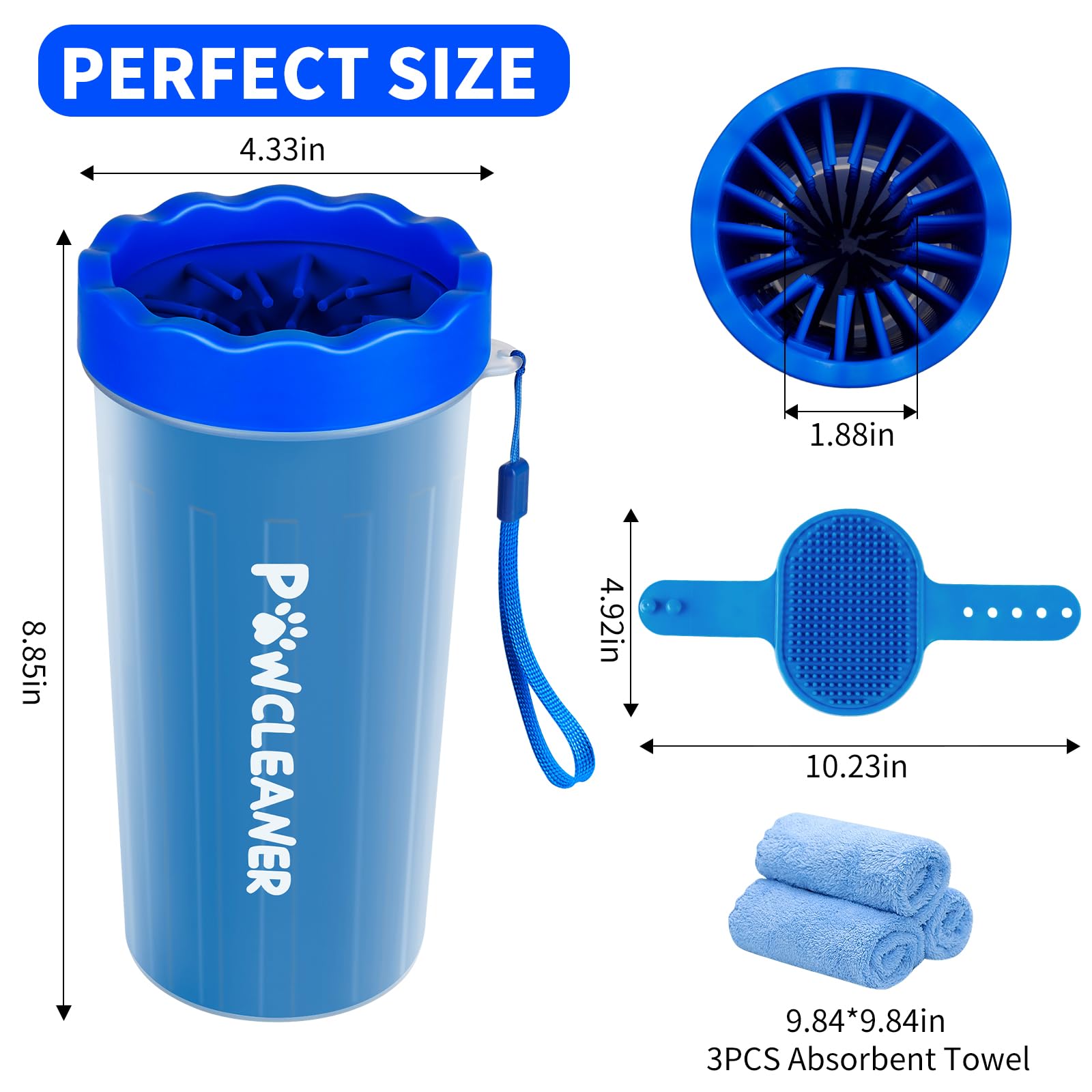 Professional 7-in-1 Dog Paw Cleaner for Dogs & Cats - Includes Portable Paw Washer, Bath Brush, 2 Toothbrushes & 3 Absorbent Towels