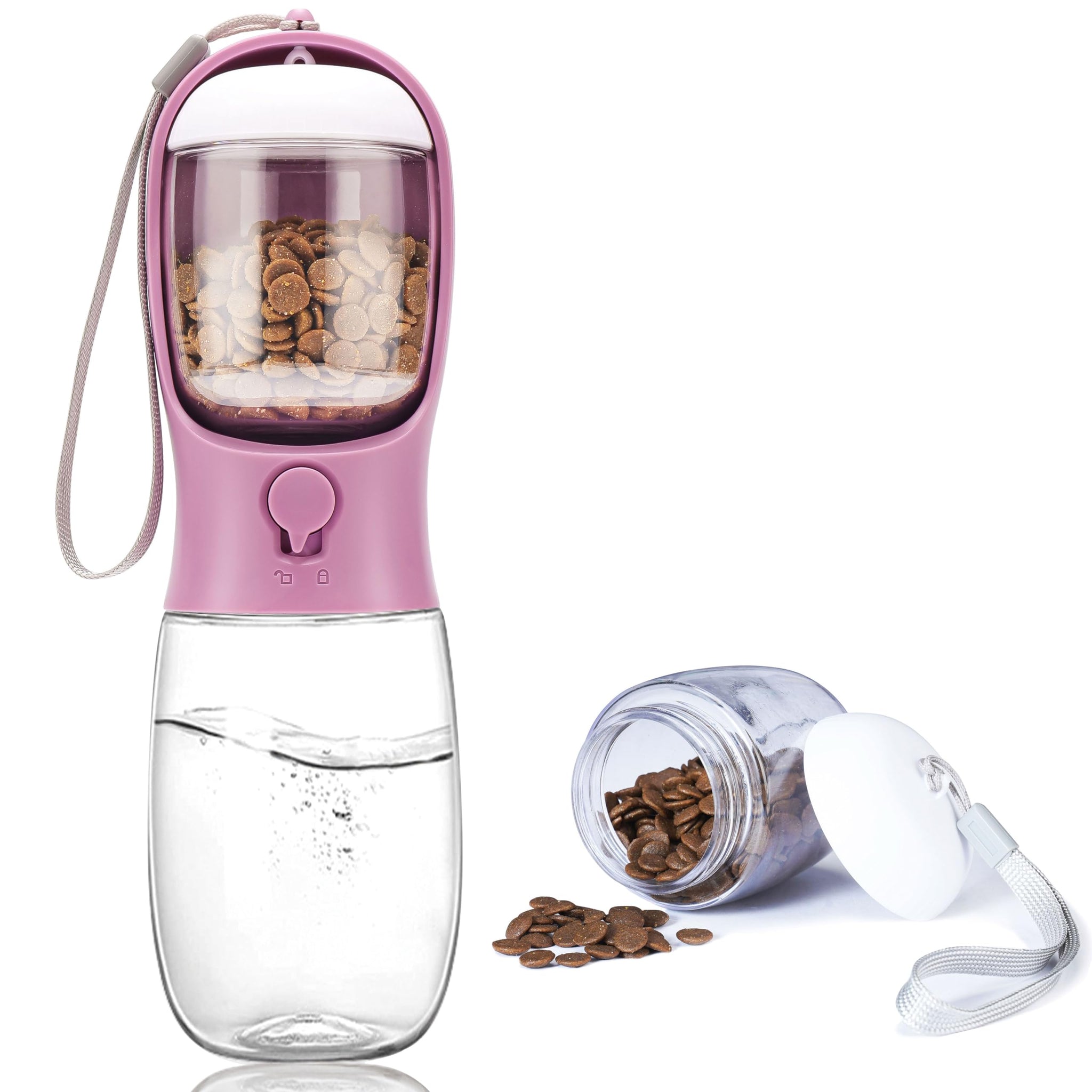 Portable Dog Water Bottle with Food Container | Outdoor Water Dispenser for Dogs, Cats, & Small Pets | 10oz