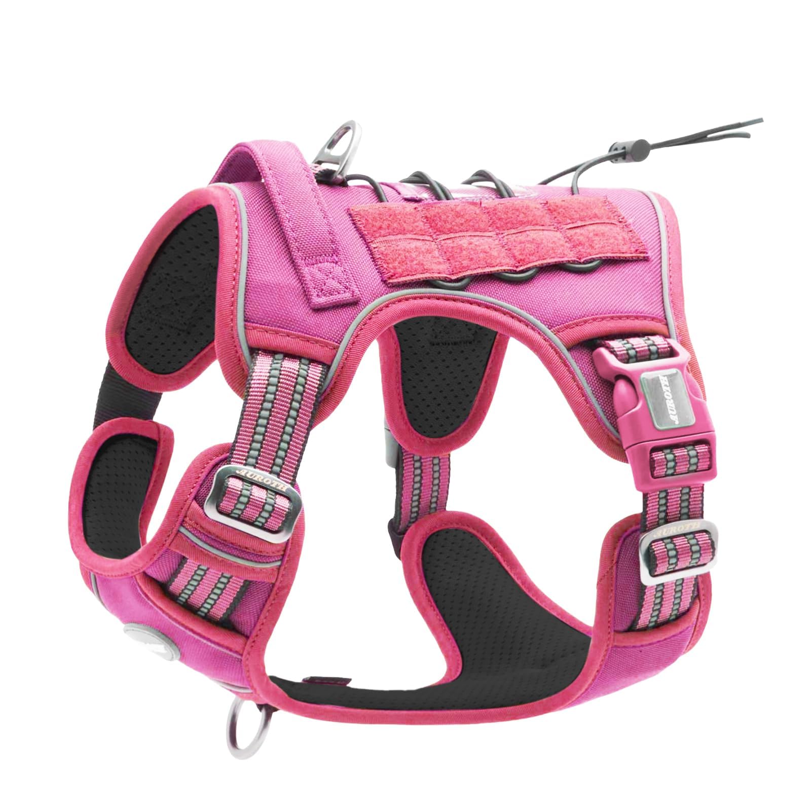 Auroth Tactical Dog Harness – No Pull Adjustable Pet Harness with Leash for Large Dogs (Multiple Sizes & Colors)