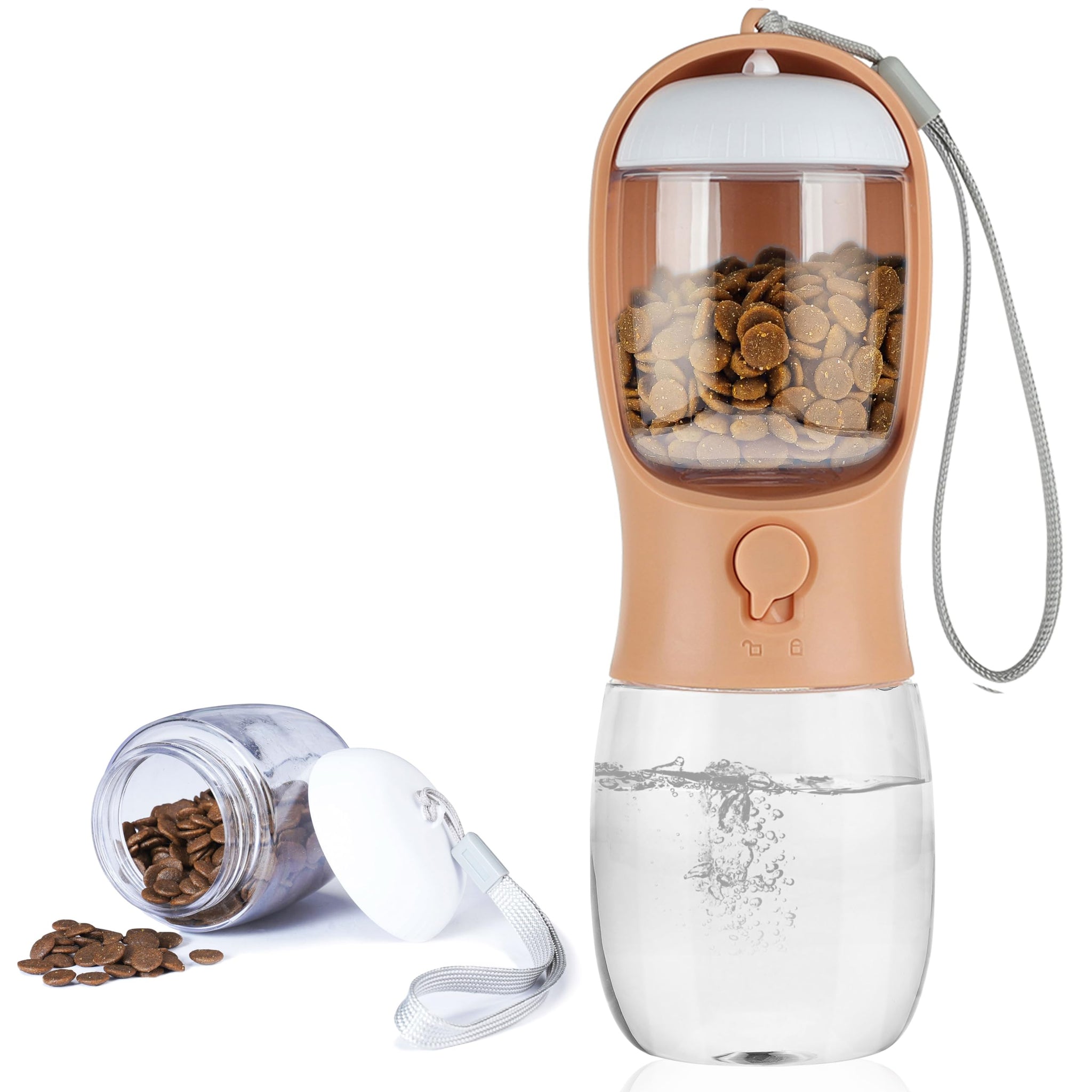Portable Dog Water Bottle with Food Container | Outdoor Water Dispenser for Dogs, Cats, & Small Pets | 10oz