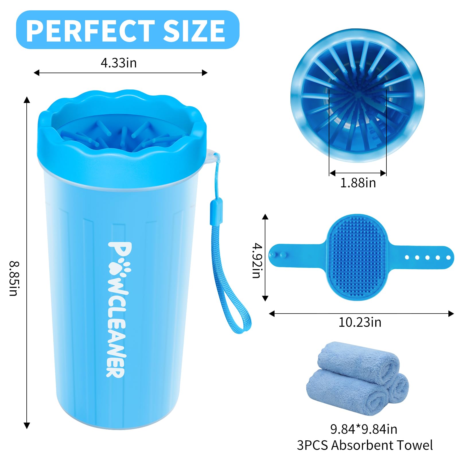 Professional 7-in-1 Dog Paw Cleaner for Dogs & Cats - Includes Portable Paw Washer, Bath Brush, 2 Toothbrushes & 3 Absorbent Towels