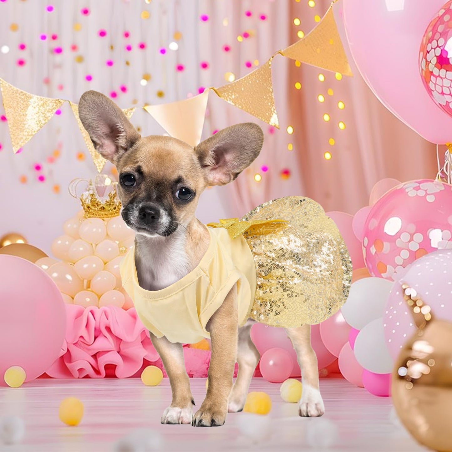 Dog Christmas Outfit - Merry Woofmas Dog Dress with Bowknot Tulle for Small & Medium Dogs