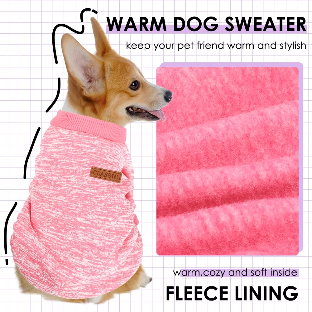 3 Pack Dog Sweaters for Small Dogs - Soft Fleece Winter Clothes for Pets (Navy Blue, Grey & Light Blue)